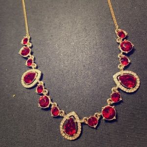Givenchy Silvertone Blood Red Crystal Necklace